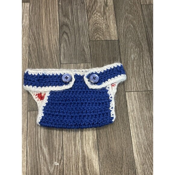 Handmade Crochey Baby Newborn Costume photo prop Captain America Avengers - Picture 7 of 8